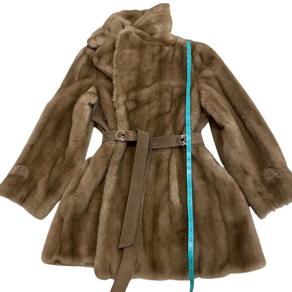 Grace’s Nashville Faux Fur Genuine Suede Belted Coat | Mid Century Vintage S/M/L - Picture 14 of 16
